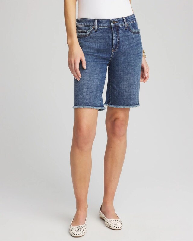 So Slimming Girlfriend Frayed Jean Shorts - image 1